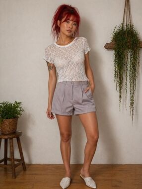 Arrow Women's Light Gray Pleated Shorts